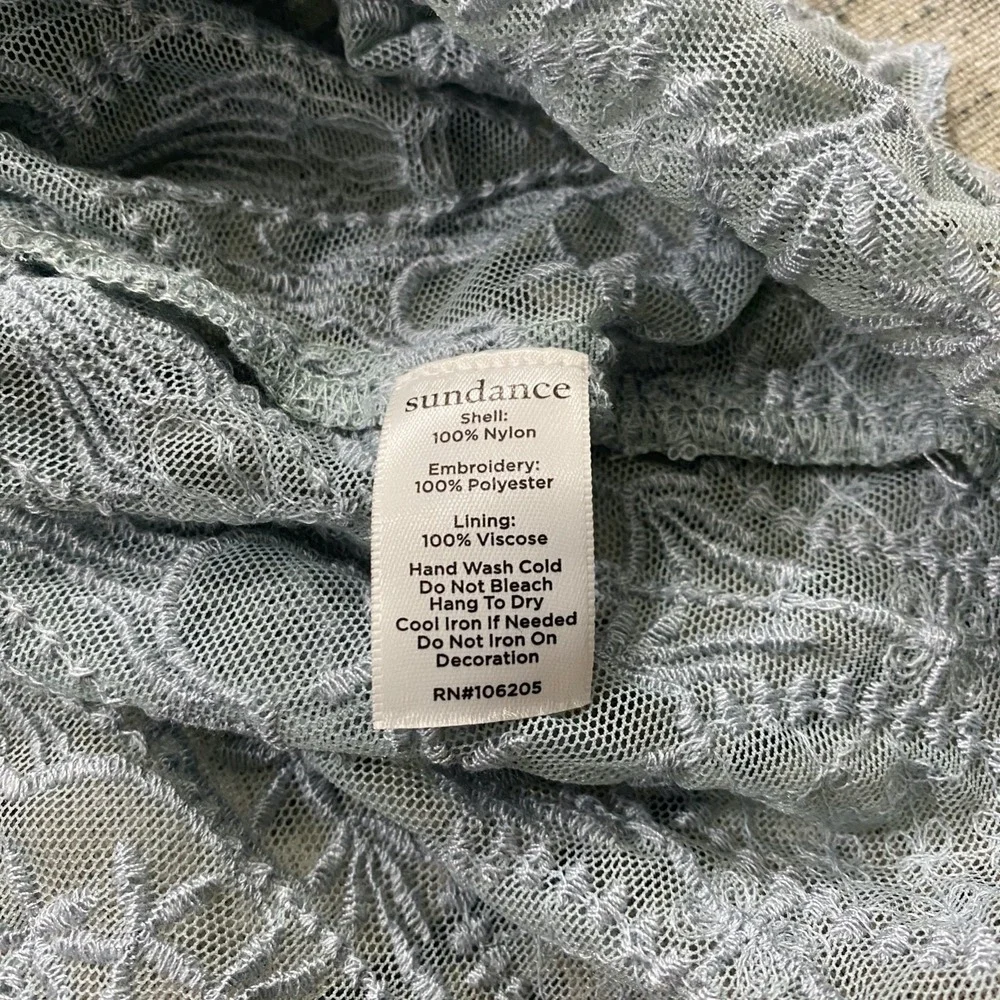 Sundance Windflower Whisper Overlay Embroidered Lace Silver Sage Dress‎ M